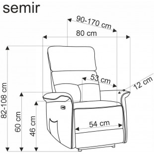 Fotel rozkładany elektryczny Halmar Semir Velvet - Musztardowy