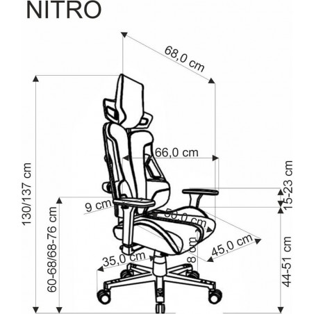 Fotel Komputerowy Nitro II Halmar - Eko Skóra, Regulacja