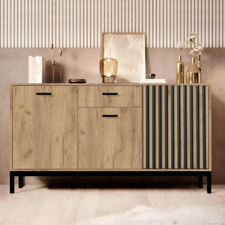 Komoda Lamino KM1 Halmar | Dąb Craft/Czarny | 154x40x84cm
