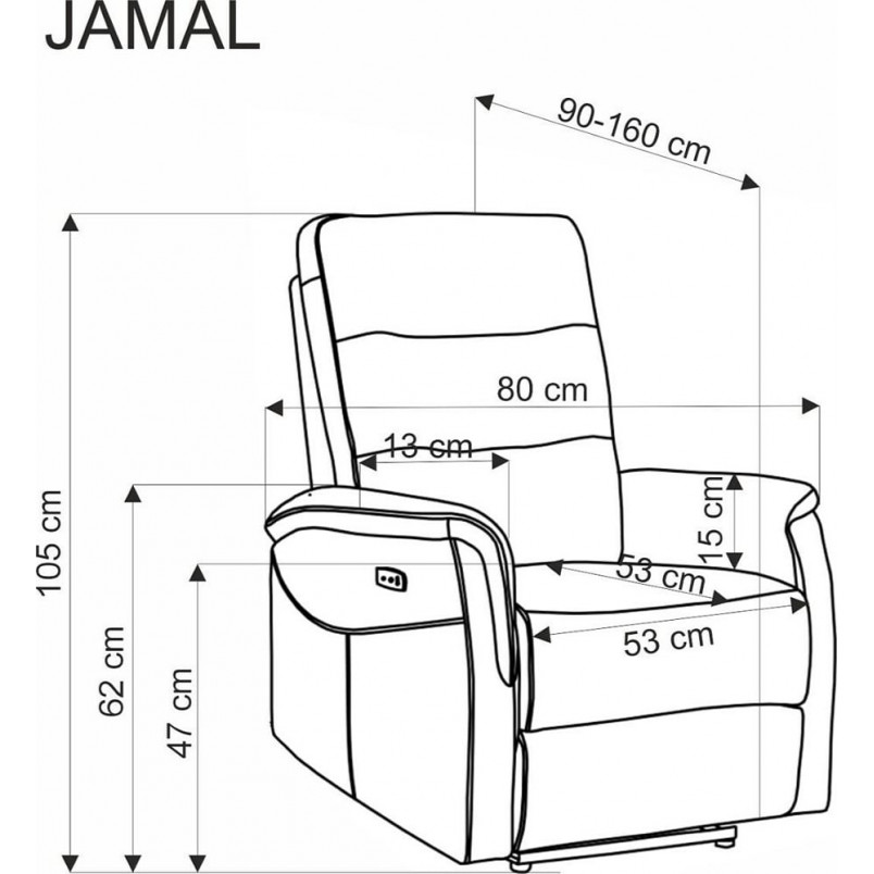 Fotel rozkładany Jamal Halmar | Komfort i USB