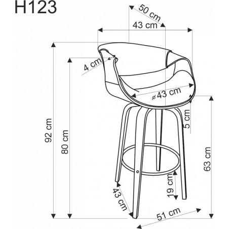 Krzesło barowe drewniane Halmar H123 - Czarny/Orzech | Sklep Meble