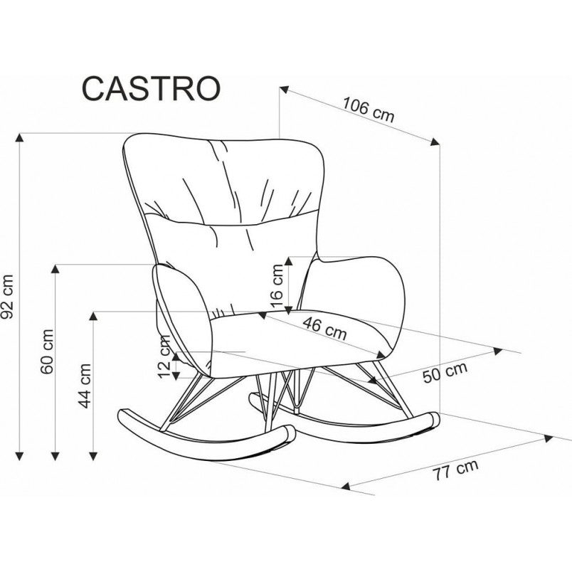 Fotel bujany Castro Halmar | Szary, Drewno | Komfort i Styl