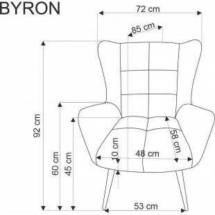 Fotel pikowany uszak Byron Halmar | Szary, Czarny | Komfort i styl