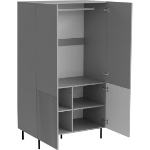 Szafa na nóżkach z ryflowanym frontem Asensio 185x80x54cm szara Halmar