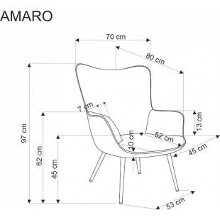 Fotel uszak Amaro Halmar | Popiel / Drewno - Komfort i Styl