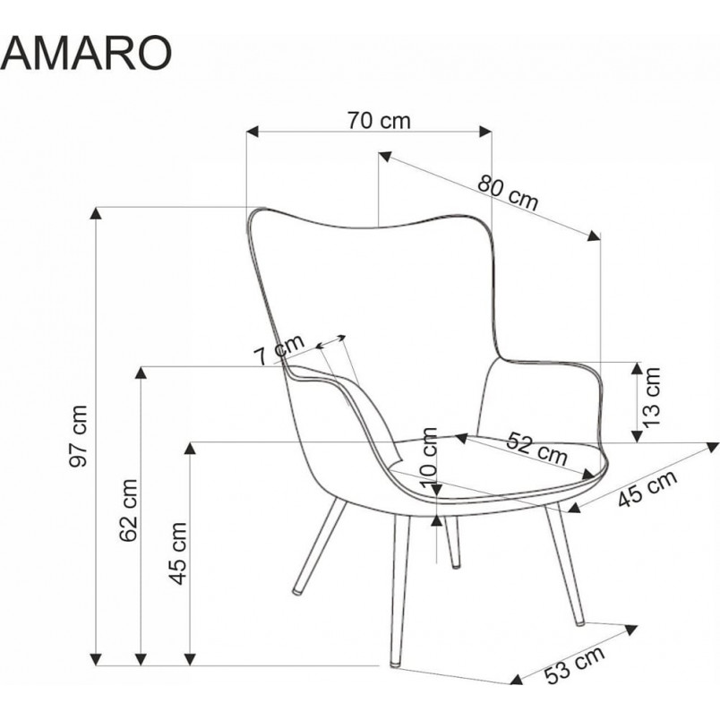 Fotel uszak Amaro Halmar - kremowy, drewno | Komfort i styl
