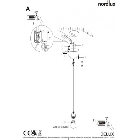 Zawiesie Nordlux Villo Delux 200cm Czarny - Oświetlenie