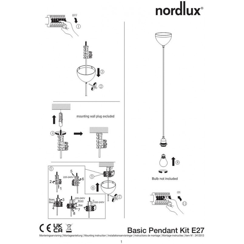 Zawiesie Villo Basic Nordlux | 200cm, Czarny - Sklep z Oświetleniem