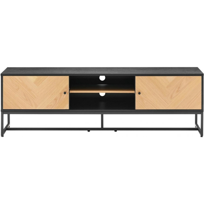 Szafka RTV Clar 160x40cm - Dąb/Czarny Intesi | Skandynawski Design
