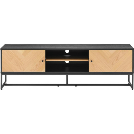 Szafka RTV Clar 160x40cm - Dąb/Czarny Intesi | Skandynawski Design