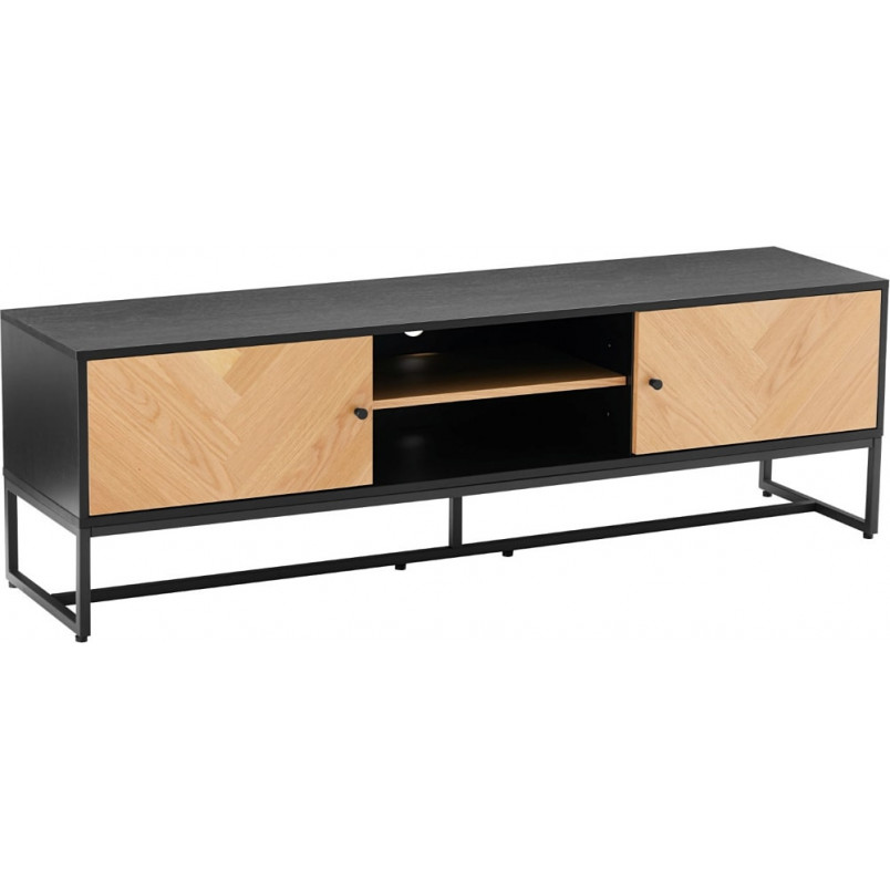 Szafka RTV Clar 160x40cm - Dąb/Czarny Intesi | Skandynawski Design