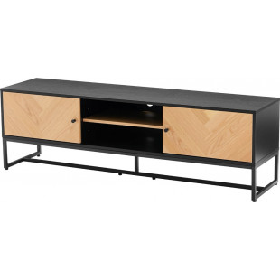 Szafka RTV Clar 160x40cm - Dąb/Czarny Intesi | Skandynawski Design