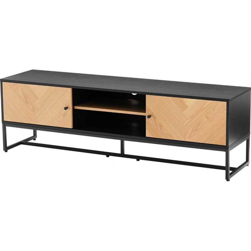 Szafka RTV Clar 160x40cm - Dąb/Czarny Intesi | Skandynawski Design