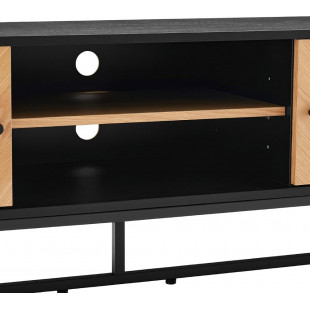 Szafka RTV Clar 160x40cm - Dąb/Czarny Intesi | Skandynawski Design
