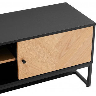 Szafka RTV Clar 160x40cm - Dąb/Czarny Intesi | Skandynawski Design