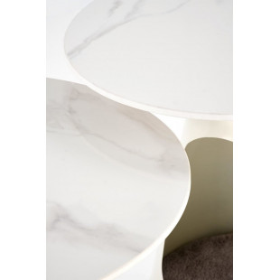 Zestaw stolików Osario biały marmur Halmar | Elegancki design