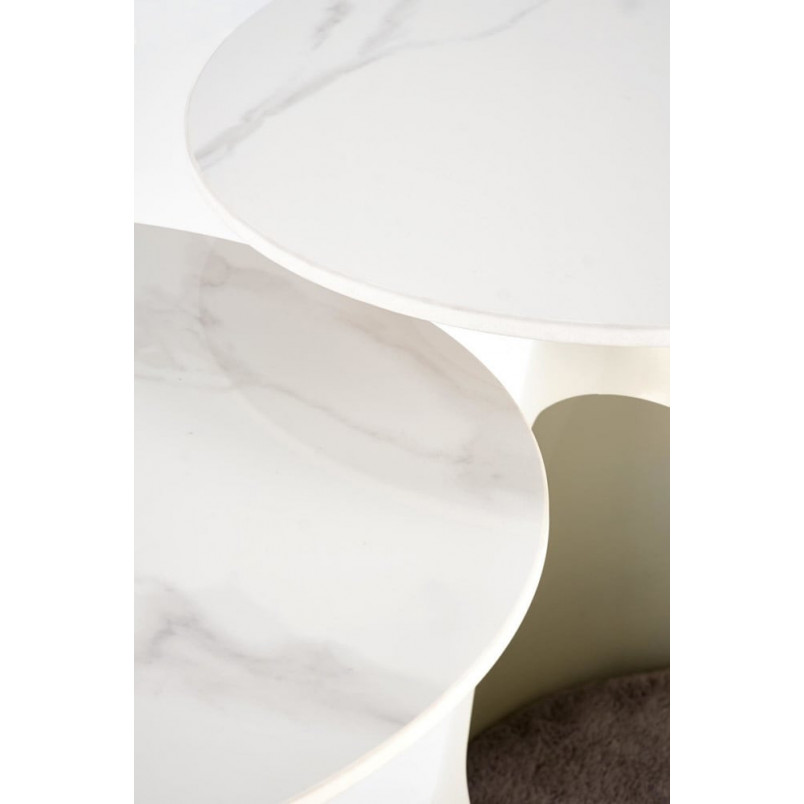 Zestaw stolików Osario biały marmur Halmar | Elegancki design