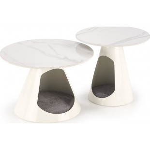 Zestaw stolików Osario biały marmur Halmar | Elegancki design