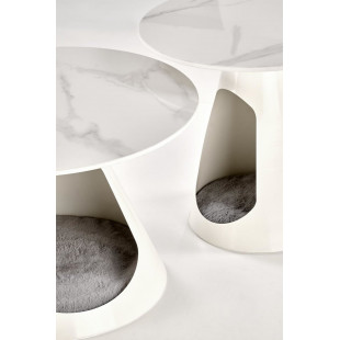 Zestaw stolików Osario biały marmur Halmar | Elegancki design
