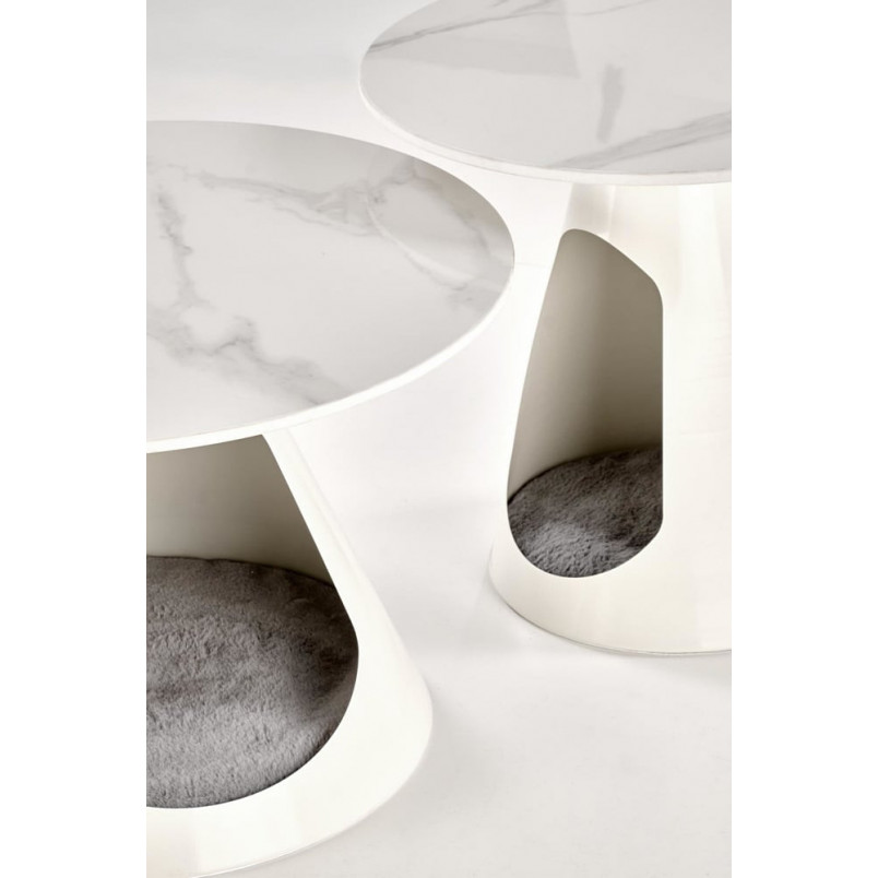Zestaw stolików Osario biały marmur Halmar | Elegancki design