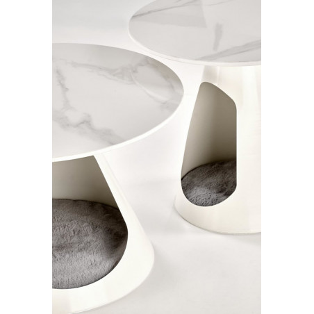 Zestaw stolików Osario biały marmur Halmar | Elegancki design