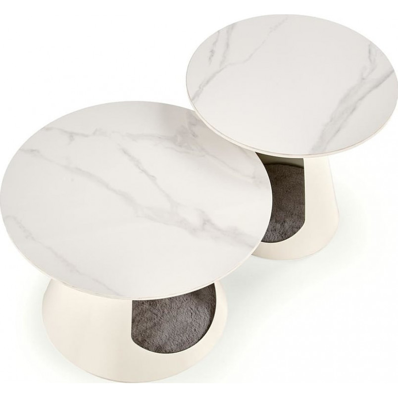 Zestaw stolików Osario biały marmur Halmar | Elegancki design