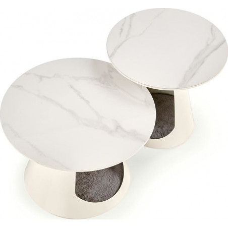 Zestaw stolików Osario biały marmur Halmar | Elegancki design