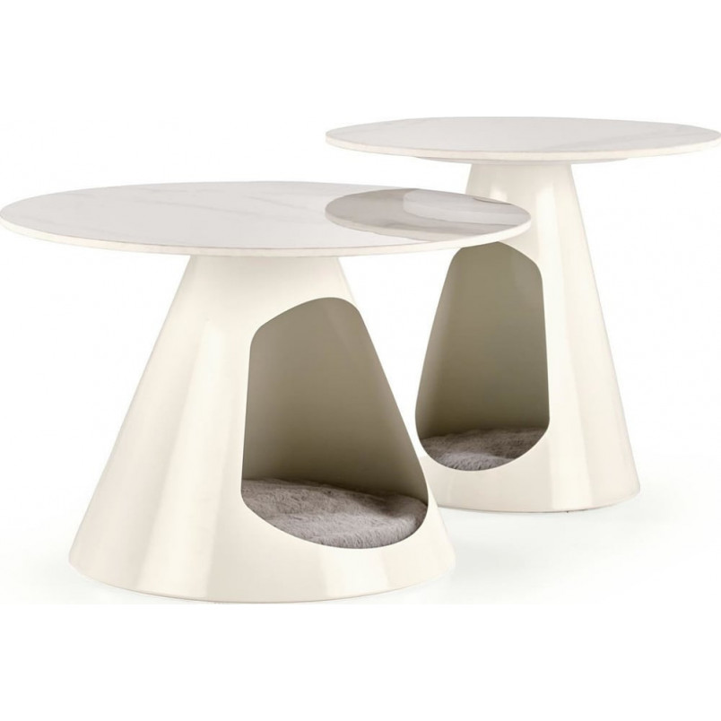 Zestaw stolików Osario biały marmur Halmar | Elegancki design