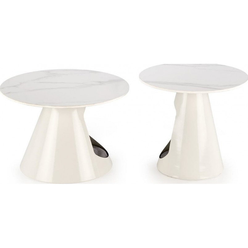 Zestaw stolików Osario biały marmur Halmar | Elegancki design