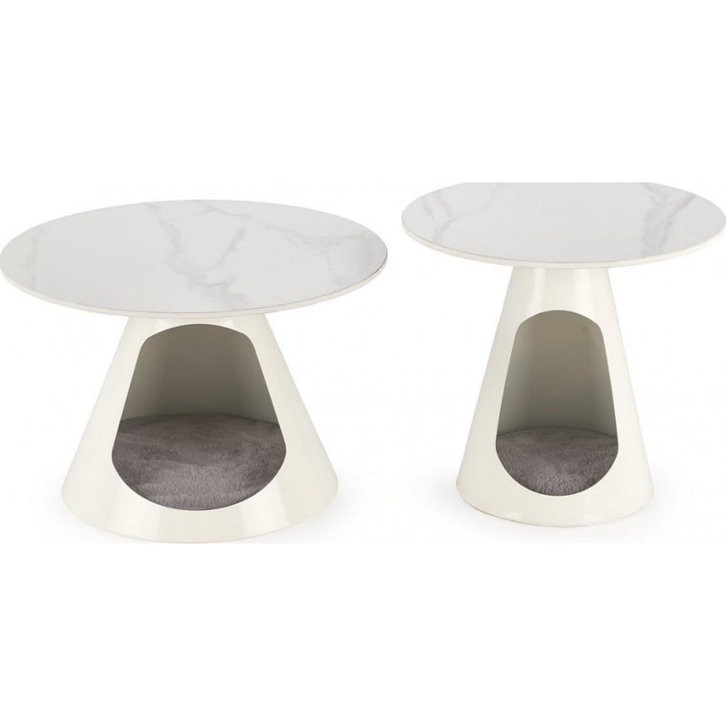 Zestaw stolików Osario biały marmur Halmar | Elegancki design
