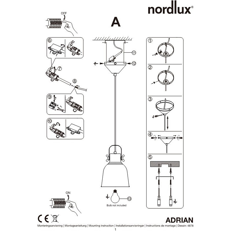 Lampa Wisząca Industrialna Adrian Czarna - Nordlux | Sklep Lamp