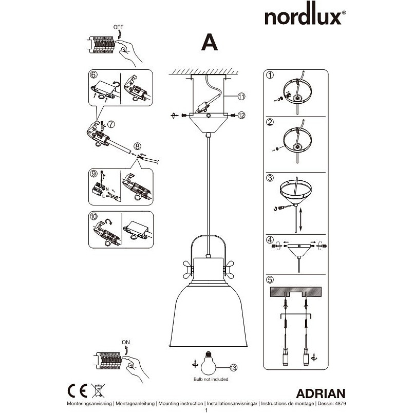 Lampa Wisząca Industrialna Adrian | Nordlux | Czarna