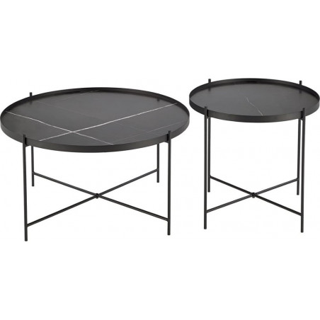 Zestaw stolików Julieta Halmar - Czarny marmur | Sklep meblowy