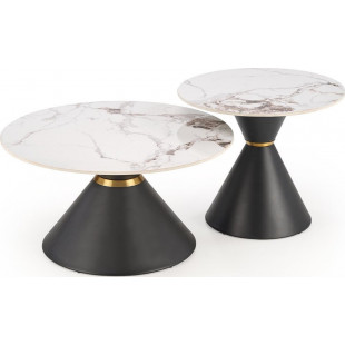 Stolik boczny Halmar Goretti: Elegancki design, biały marmur - Kup teraz!