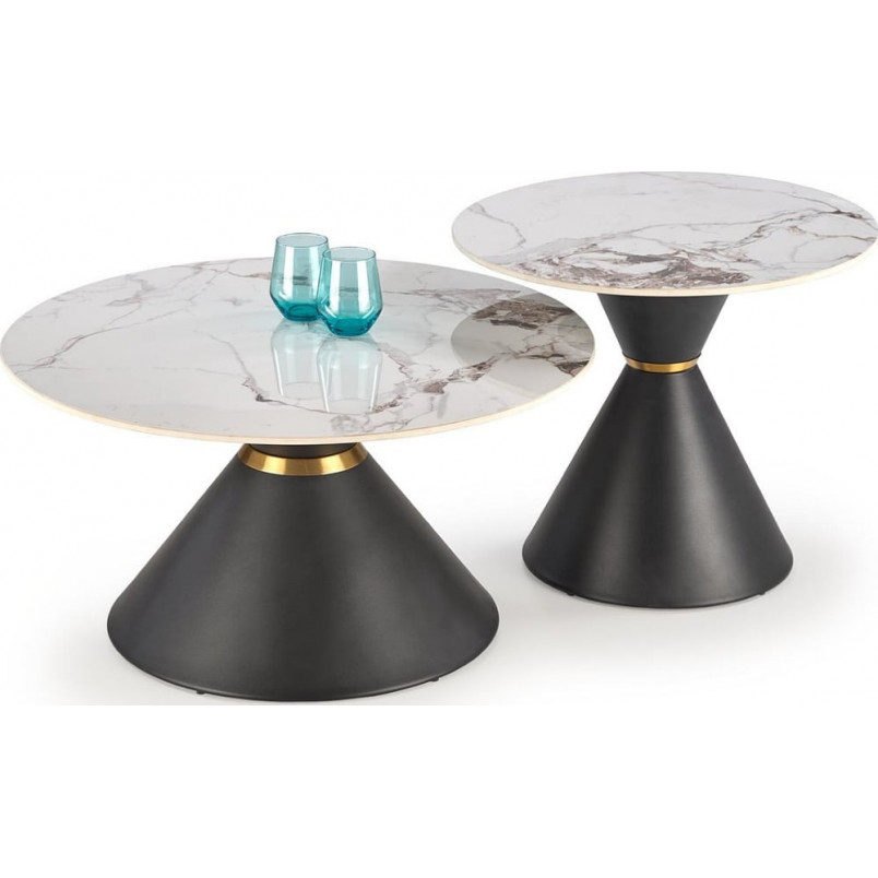 Stolik boczny Halmar Goretti: Elegancki design, biały marmur - Kup teraz!