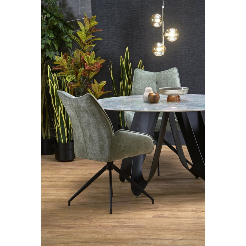Stół okrągły Giovani 135cm Halmar | Zielony marmur