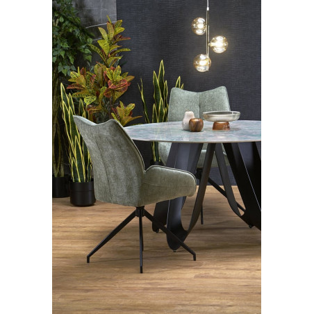 Stół okrągły Giovani 135cm Halmar | Zielony marmur