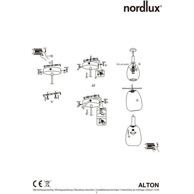 Lampa wisząca Alton czarna Nordlux | Szkło E27
