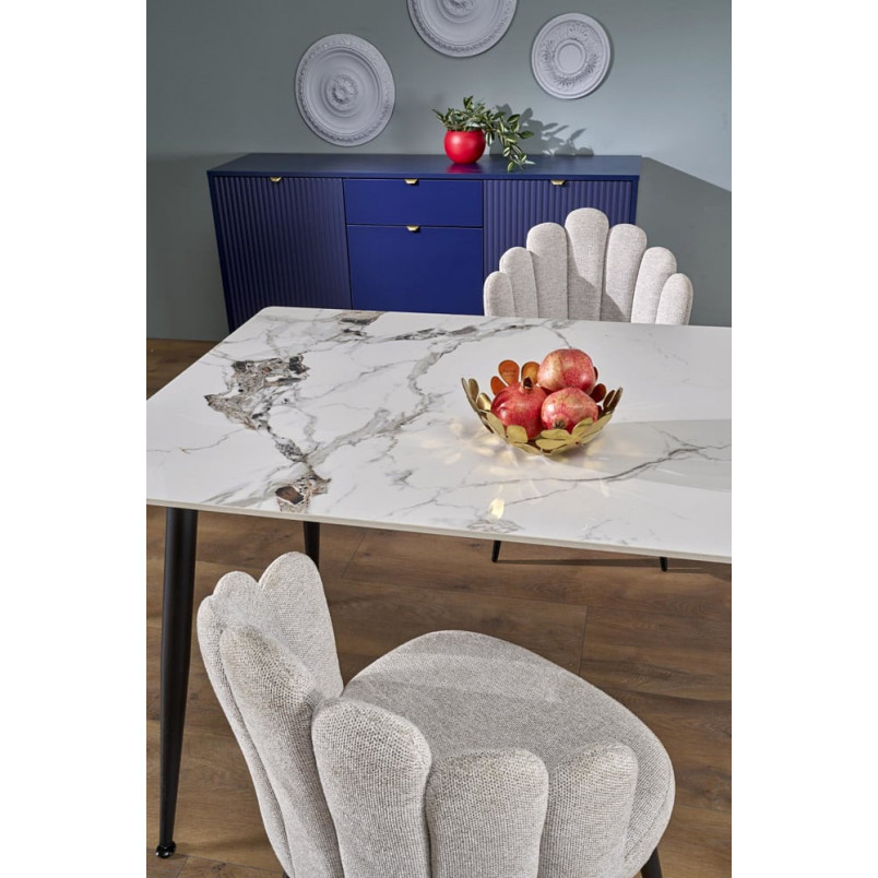 Stół glamour Emilio 140x80 biały marmur - Halmar