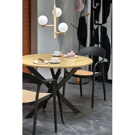 Stół okrągły loft Edgar 100cm Halmar - Dąb Złoty/Czarny