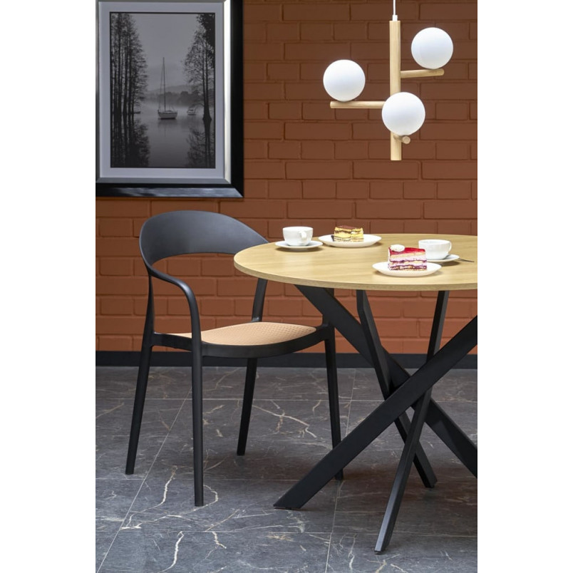 Stół okrągły loft Edgar 100cm Halmar - Dąb Złoty/Czarny