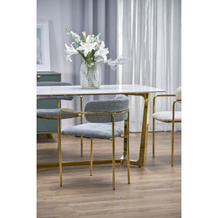 Stół glamour Halmar Clemente 160x90 | Biały marmur, złota podstawa