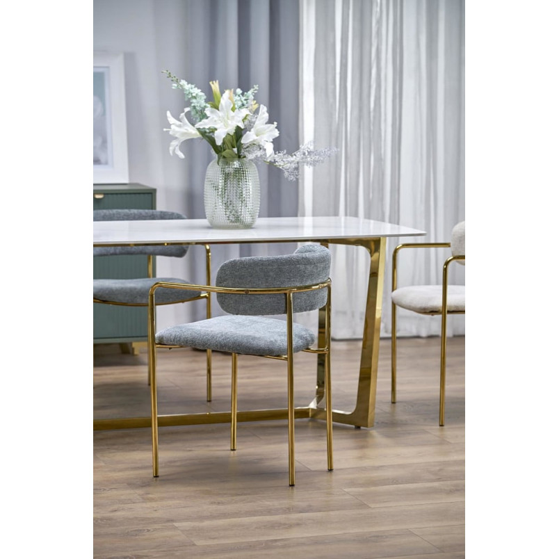 Stół glamour Halmar Clemente 160x90 | Biały marmur, złota podstawa