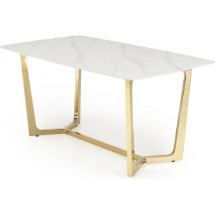 Stół glamour Halmar Clemente 160x90 | Biały marmur, złota podstawa