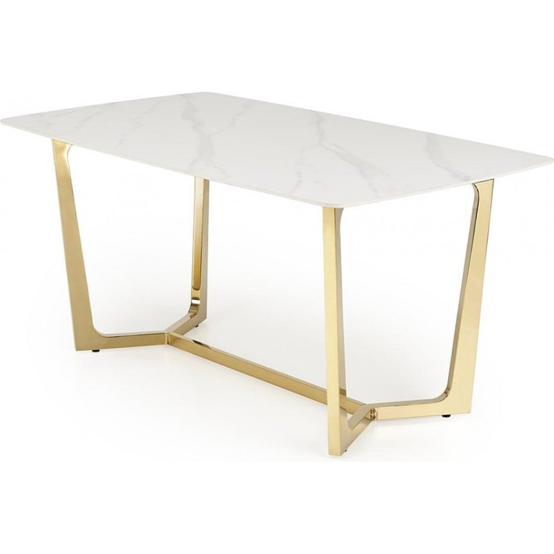 Stół glamour Halmar Clemente 160x90 | Biały marmur, złota podstawa