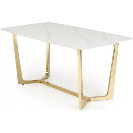 Stół glamour Halmar Clemente 160x90 | Biały marmur, złota podstawa