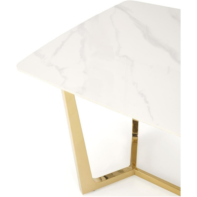 Stół glamour Halmar Clemente 160x90 | Biały marmur, złota podstawa