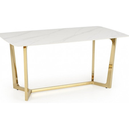 Stół glamour Halmar Clemente 160x90 | Biały marmur, złota podstawa