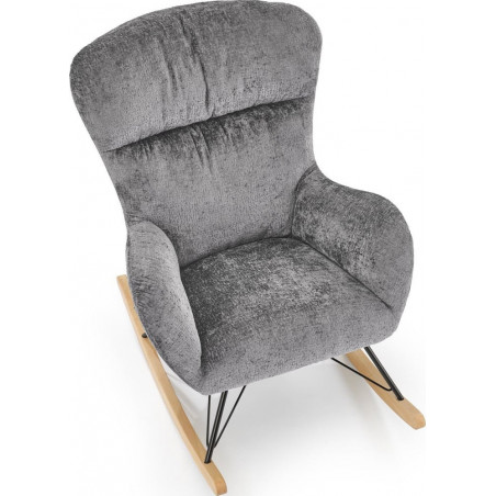 Fotel bujany Castro Halmar | Szary, Drewno | Komfort i Styl