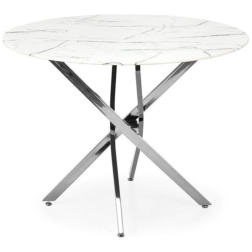 Stół szklany glamour Raymond Halmar | Biały marmur, 100cm